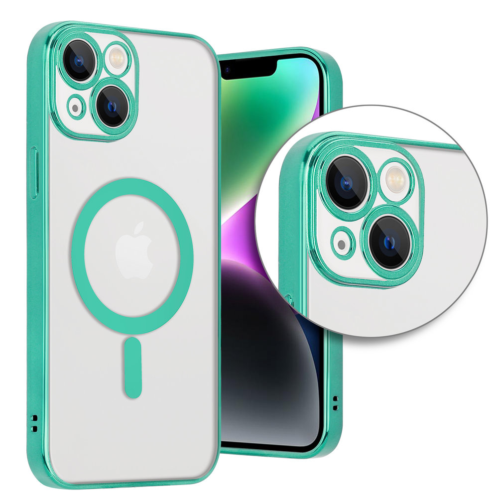 ShieldCase® ShieldCase iPhone 14 Hülle Transparent Magsafe Metallbeschichtung (Grün)