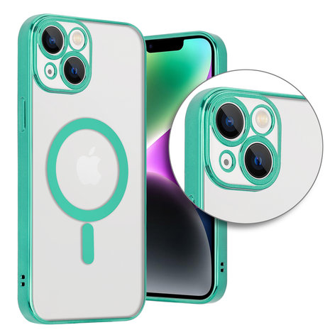ShieldCase® ShieldCase iPhone 14 Hülle Transparent Magsafe Metallbeschichtung (Grün)