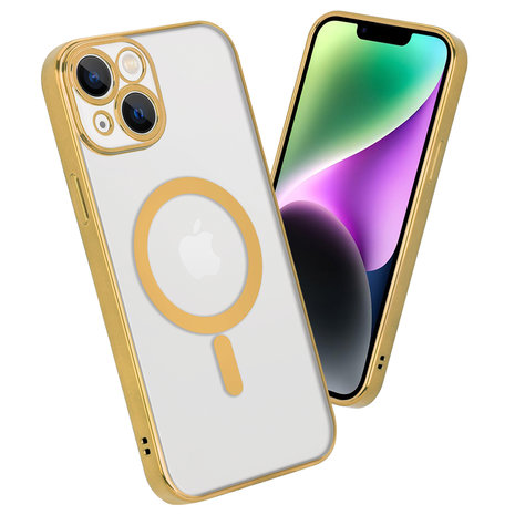 iPhone 14 Pro Max Hülle Transparent Magsafe Metallbeschichtung (Gold) 