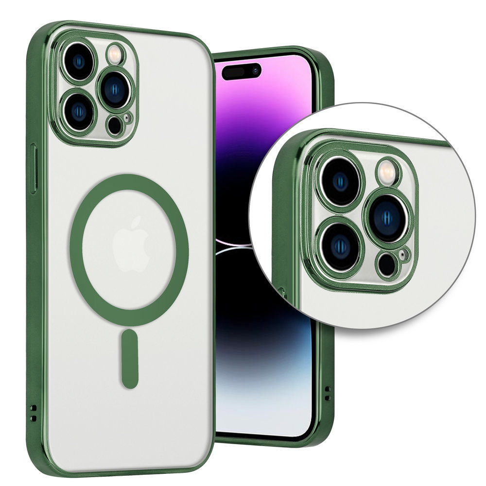 ShieldCase® ShieldCase iPhone 14 Pro Max Hülle Transparent Magsafe Metallbeschichtung (Dunkelgrün)