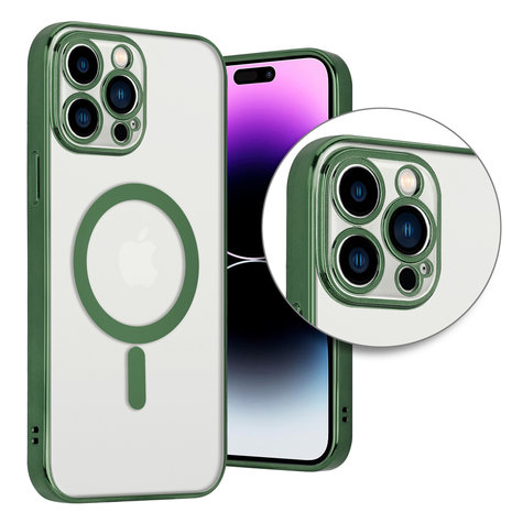 ShieldCase® ShieldCase iPhone 14 Pro Max Hülle Transparent Magsafe Metallbeschichtung (Dunkelgrün)