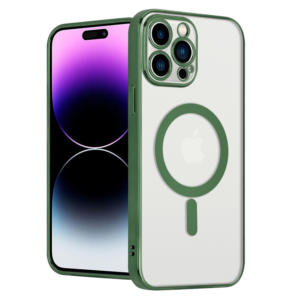 ShieldCase® ShieldCase iPhone 14 Pro Max Hülle Transparent Magsafe Metallbeschichtung (Dunkelgrün)