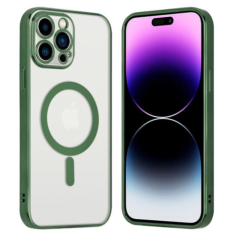 ShieldCase® ShieldCase iPhone 14 Pro Max Hülle Transparent Magsafe Metallbeschichtung (Dunkelgrün)
