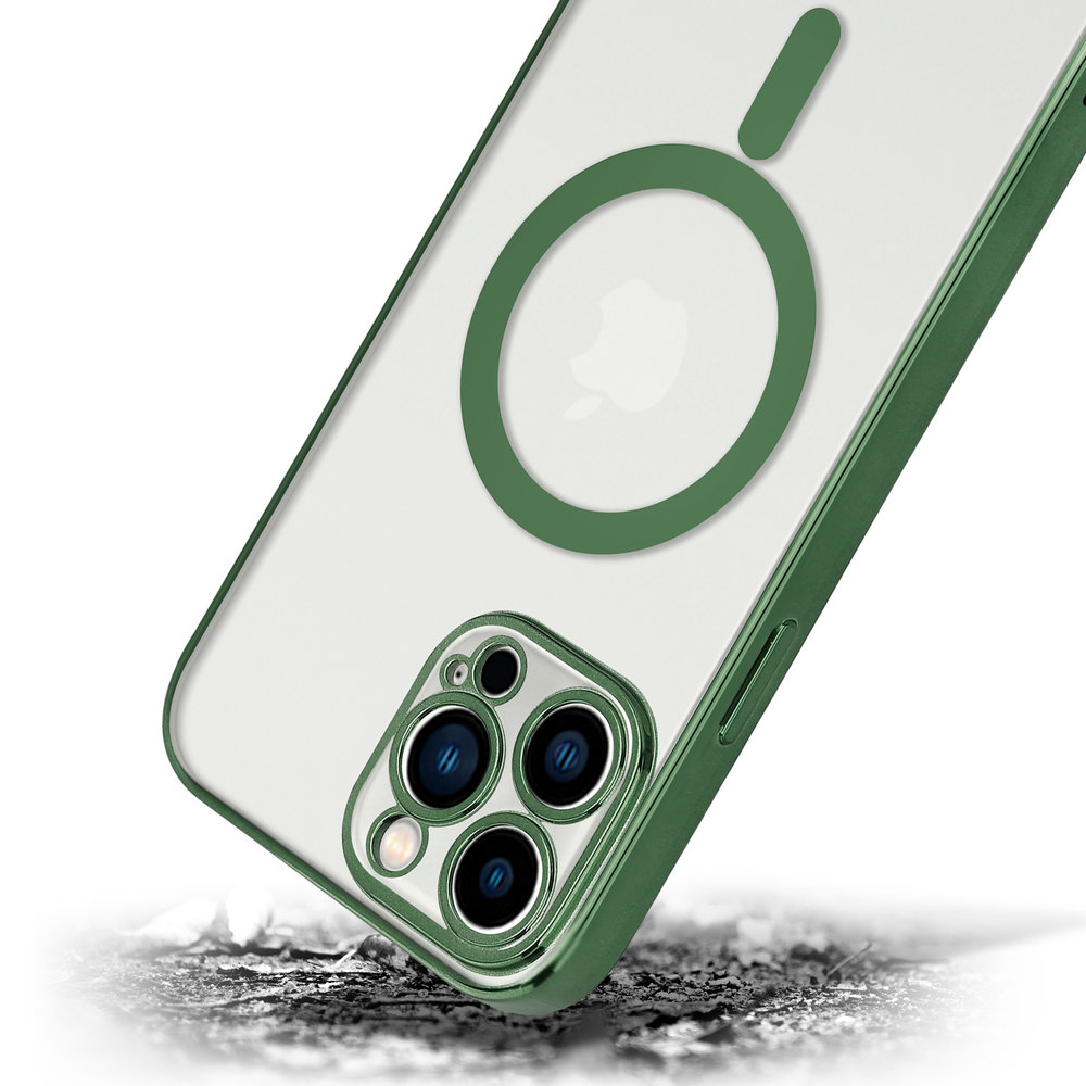 ShieldCase® ShieldCase iPhone 14 Pro Max Hülle Transparent Magsafe Metallbeschichtung (Dunkelgrün)