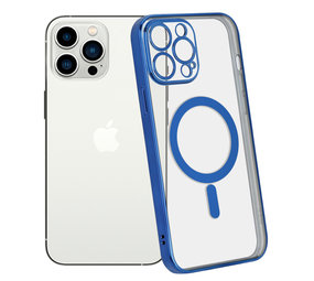 ShieldCase® iPhone 14 Pro Max Hülle Transparent Magsafe Metallbeschichtung (Dunkelblau)