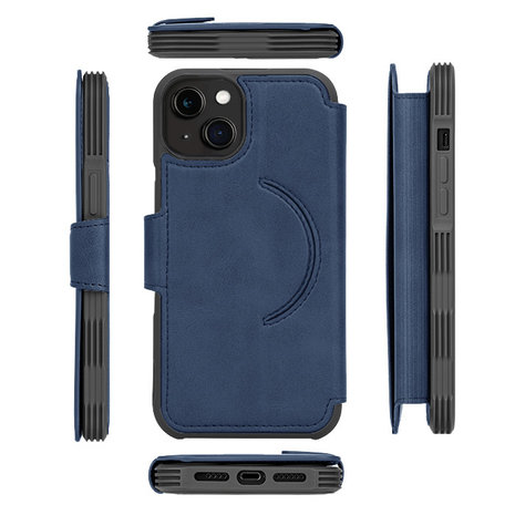 Coverzs Coverzs iPhone 14 Plus Leder Book Case MagSafe (Blau)