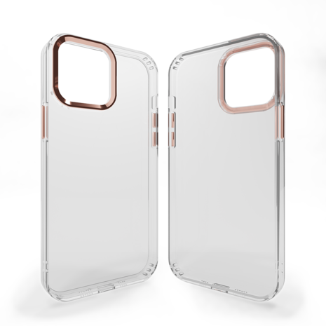 Coverzs Coverzs iPhone 11 Hardcase mit Kamera-Bumper aus Metall (Pink)