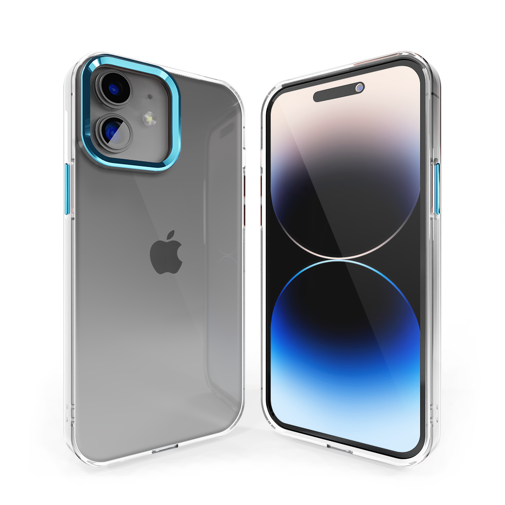 Coverzs Coverzs iPhone 12 Hardcase mit Kamera-Bumper aus Metall (Blau) Coverzs Coverzs iPhone 12 Hardcase mit Kamera-Bumper aus Metall (Blau)