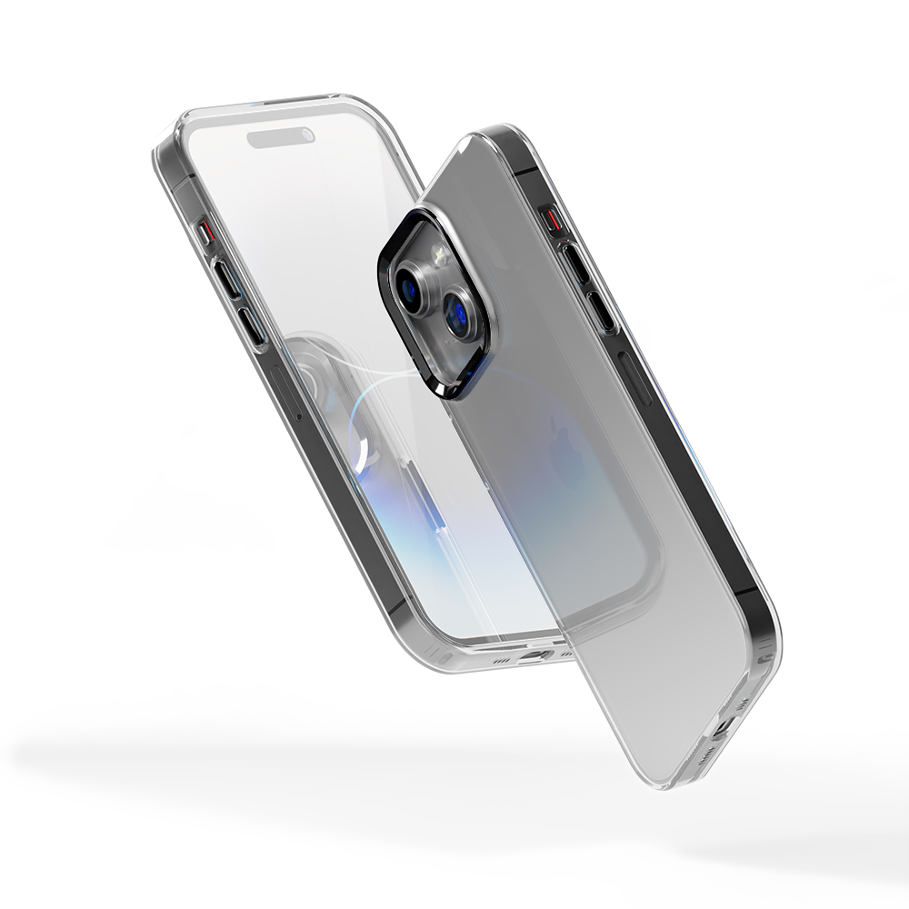 Coverzs Coverzs iPhone 14 Hardcase mit Kamera-Bumper aus Metall (Schwarz)