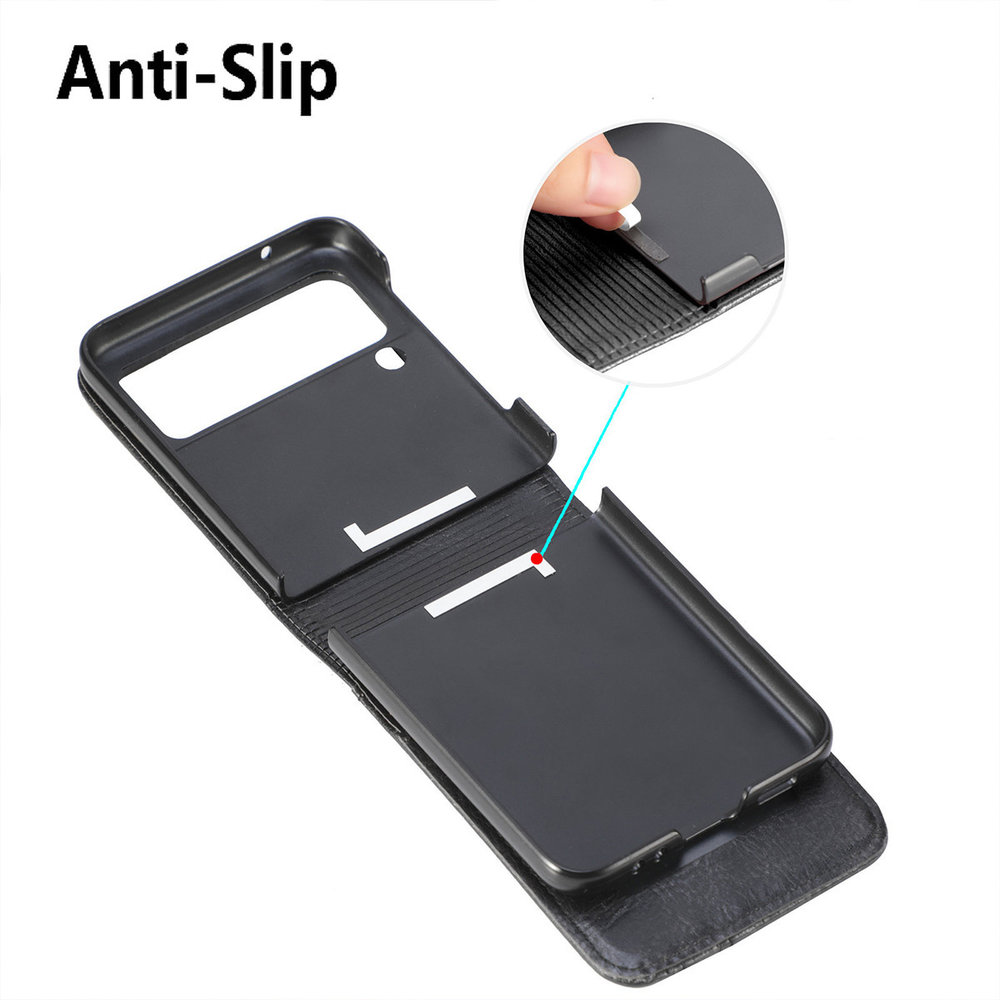 ShieldCase® ShieldCase Samsung Galaxy Z Flip 4 Hülle Leder (Schwarz)