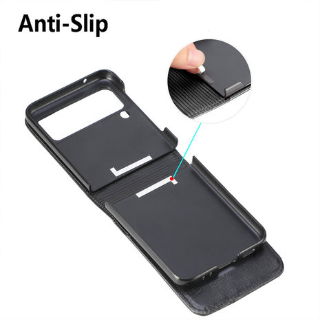 ShieldCase® ShieldCase Samsung Galaxy Z Flip 4 Hülle Leder (Schwarz)