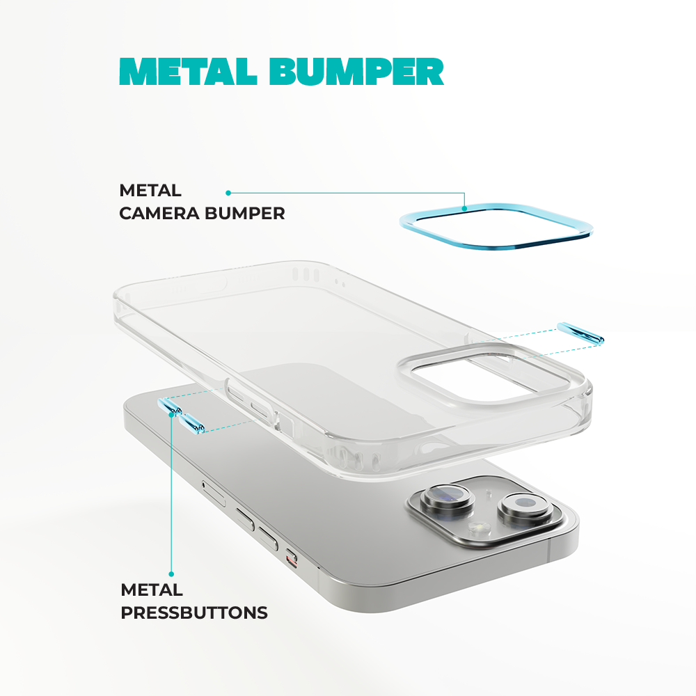 Coverzs Coverzs iPhone 13 Hardcase mit Kamera-Bumper aus Metall (Blau) Coverzs Coverzs iPhone 13 Hardcase mit Kamera-Bumper aus Metall (Blau)