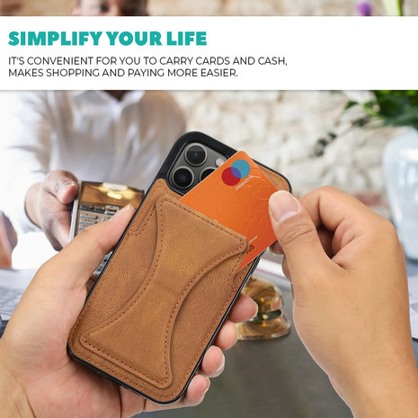 ShieldCase® ShieldCase iPhone 13 Mini Lederhülle mit Ständer und Kartenhalter (Braun)