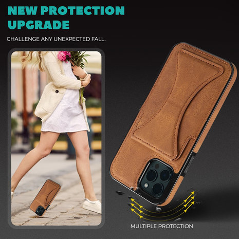 ShieldCase® ShieldCase iPhone 13 Mini Lederhülle mit Ständer und Kartenhalter (Braun)