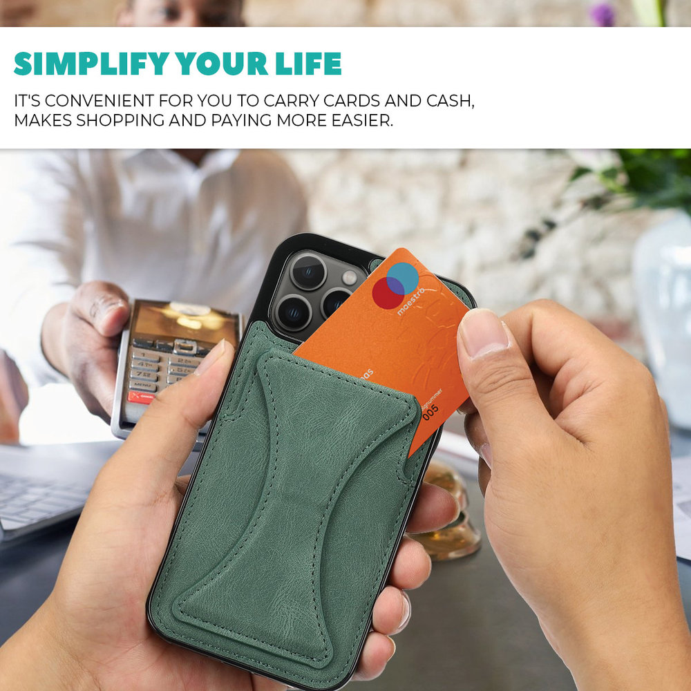 ShieldCase® ShieldCase iPhone 13 Mini Lederhülle mit Ständer und Kartenhalter (Grün) ShieldCase® ShieldCase iPhone 13 Mini Lederhülle mit Ständer und Kartenhalter (Grün)