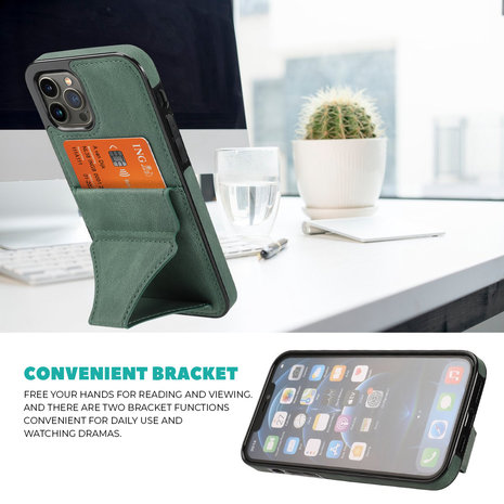 ShieldCase® ShieldCase iPhone 13 Mini Lederhülle mit Ständer und Kartenhalter (Grün) ShieldCase® ShieldCase iPhone 13 Mini Lederhülle mit Ständer und Kartenhalter (Grün)