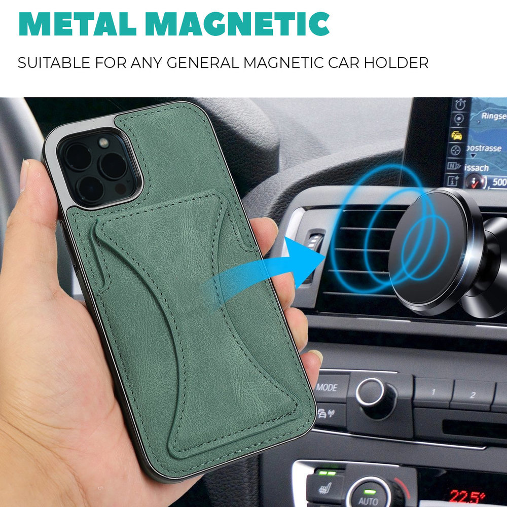 ShieldCase® ShieldCase iPhone 13 Mini Lederhülle mit Ständer und Kartenhalter (Grün) ShieldCase® ShieldCase iPhone 13 Mini Lederhülle mit Ständer und Kartenhalter (Grün)