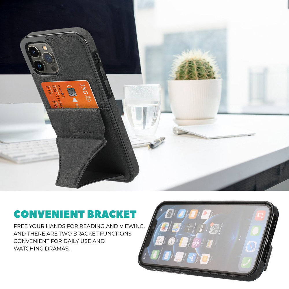 ShieldCase® ShieldCase iPhone 13 Lederhülle mit Ständer und Kartenhalter (Schwarz) ShieldCase® ShieldCase iPhone 13 Lederhülle mit Ständer und Kartenhalter (Schwarz)