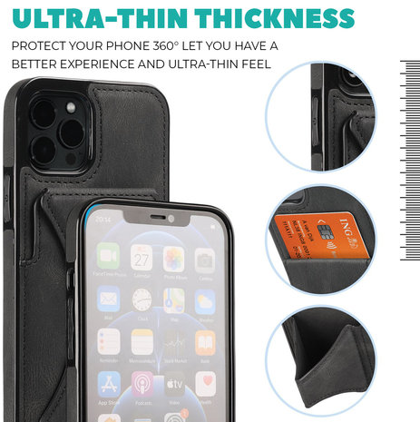 ShieldCase® ShieldCase iPhone 13 Lederhülle mit Ständer und Kartenhalter (Schwarz) ShieldCase® ShieldCase iPhone 13 Lederhülle mit Ständer und Kartenhalter (Schwarz)