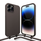 Coverzs Coverzs Silikonhülle mit Band iPhone 14 Pro Max (Kaffee)