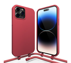 Coverzs Silikonhülle mit Band iPhone 14 Pro (Rot) Coverzs Silikonhülle mit Band iPhone 14 Pro (Rot)