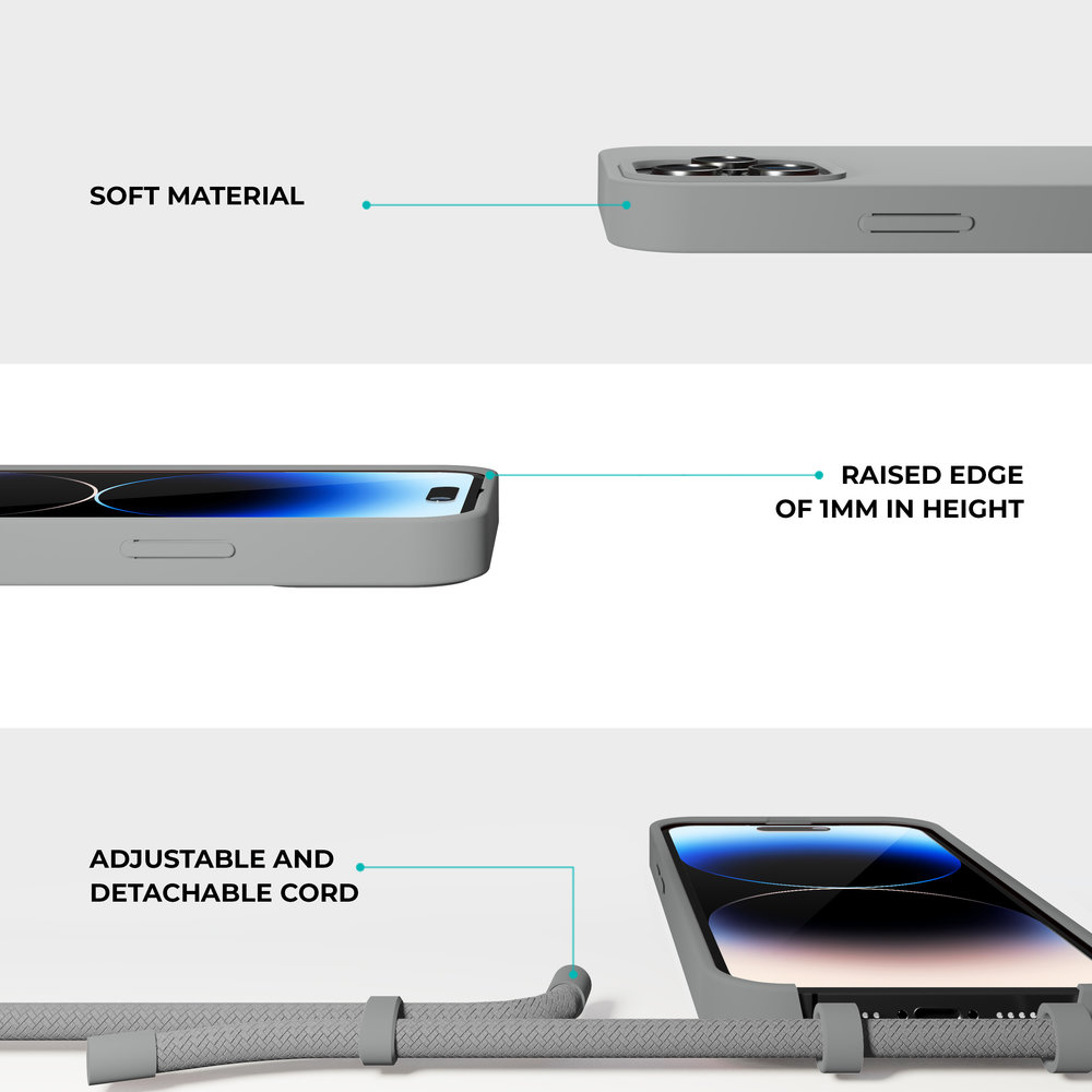 Coverzs Coverzs Silikonhülle mit Band iPhone 14 Pro Max (Grau) Coverzs Coverzs Silikonhülle mit Band iPhone 14 Pro Max (Grau)