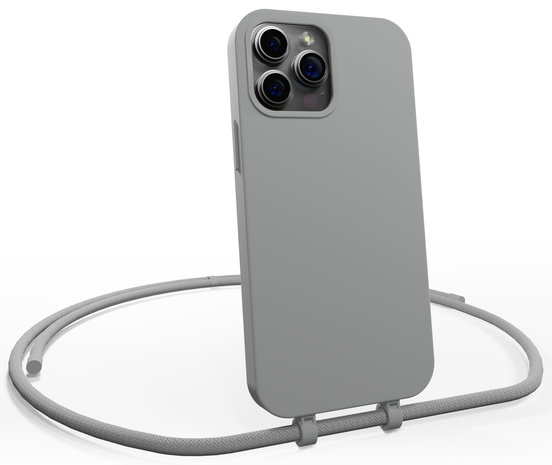 Coverzs Coverzs Silikonhülle mit Band iPhone 14 Pro Max (Grau) Coverzs Coverzs Silikonhülle mit Band iPhone 14 Pro Max (Grau)