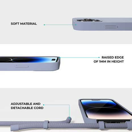 Coverzs Coverzs Silikonhülle mit Band iPhone 14 Pro Max (Blau) Coverzs Coverzs Silikonhülle mit Band iPhone 14 Pro Max (Blau)