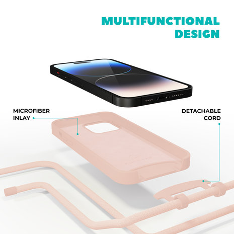 Coverzs Coverzs Silikonhülle mit Band iPhone 14 Plus (Pink) Coverzs Coverzs Silikonhülle mit Band iPhone 14 Plus (Pink)