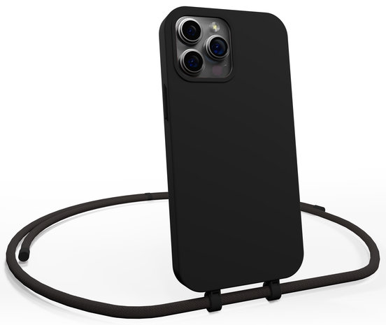 Coverzs Coverzs Silikonhülle mit Band iPhone 14 Pro (Schwarz) Coverzs Coverzs Silikonhülle mit Band iPhone 14 Pro (Schwarz)