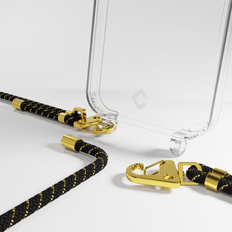 Coverzs Coverzs iPhone 14 Transparente Hülle mit Band (Schwarz/Gold) Coverzs Coverzs iPhone 14 Transparente Hülle mit Band (Schwarz/Gold)