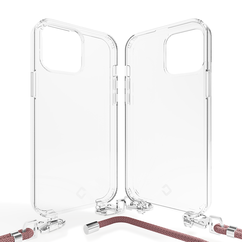 Coverzs Coverzs iPhone 14 Pro Transparente Hülle mit Band (Rosa) Coverzs Coverzs iPhone 14 Pro Transparente Hülle mit Band (Rosa)