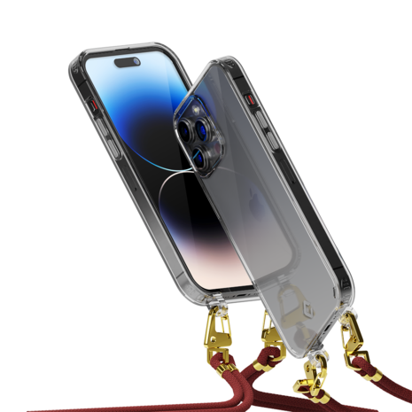 Coverzs Coverzs iPhone 14 Pro Max Transparente Hülle mit Band (Dunkelrot) Coverzs Coverzs iPhone 14 Pro Max Transparente Hülle mit Band (Dunkelrot)