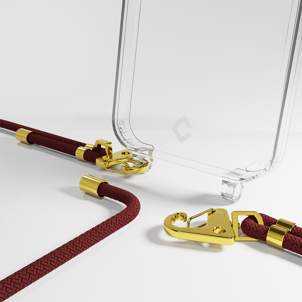 Coverzs Coverzs iPhone 14 Pro Max Transparente Hülle mit Band (Dunkelrot) Coverzs Coverzs iPhone 14 Pro Max Transparente Hülle mit Band (Dunkelrot)