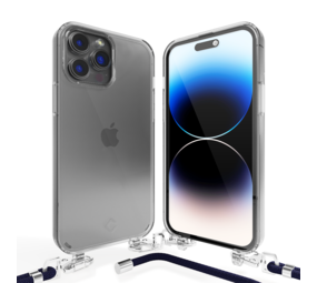 Coverzs iPhone 14 Pro Max Transparente Hülle mit Band (Dunkelblau) Coverzs iPhone 14 Pro Max Transparente Hülle mit Band (Dunkelblau)