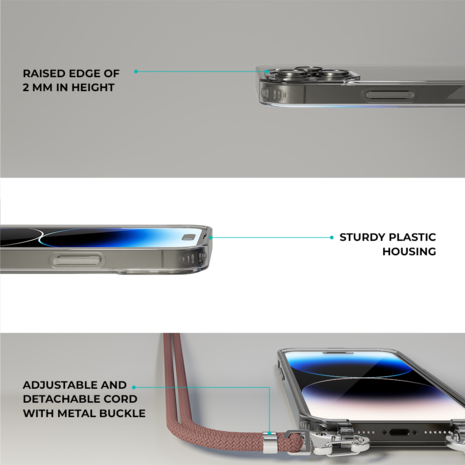 Coverzs Coverzs iPhone 14 Pro Transparente Hülle mit Band (Rosa) Coverzs Coverzs iPhone 14 Pro Transparente Hülle mit Band (Rosa)