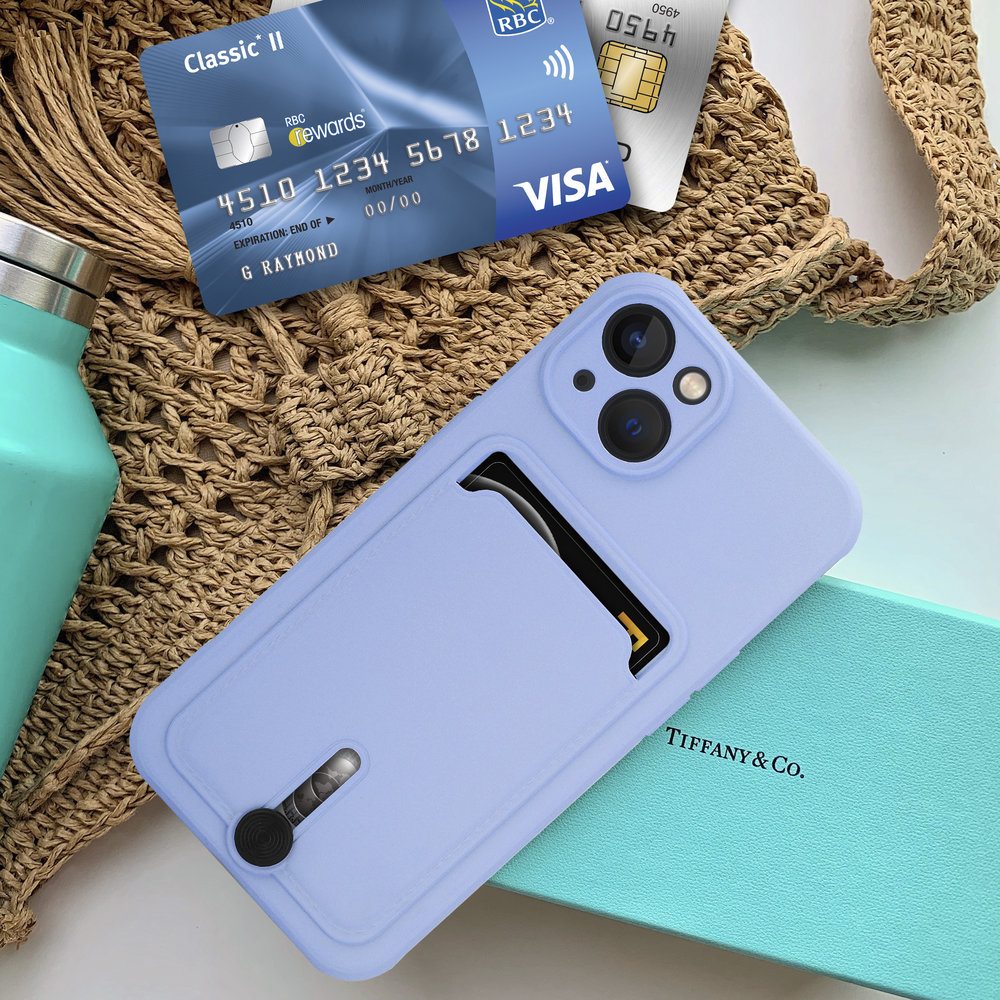 Coverzs Coverzs iPhone 12 Pro Kartenhülle mit Schieber (Lila) Coverzs Coverzs iPhone 12 Pro Kartenhülle mit Schieber (Lila)