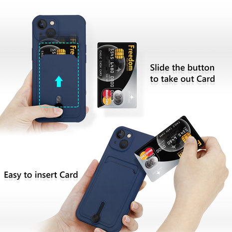 Coverzs Coverzs iPhone 13 Pro Kartenhülle mit Schieber (Blau) Coverzs Coverzs iPhone 13 Pro Kartenhülle mit Schieber (Blau)