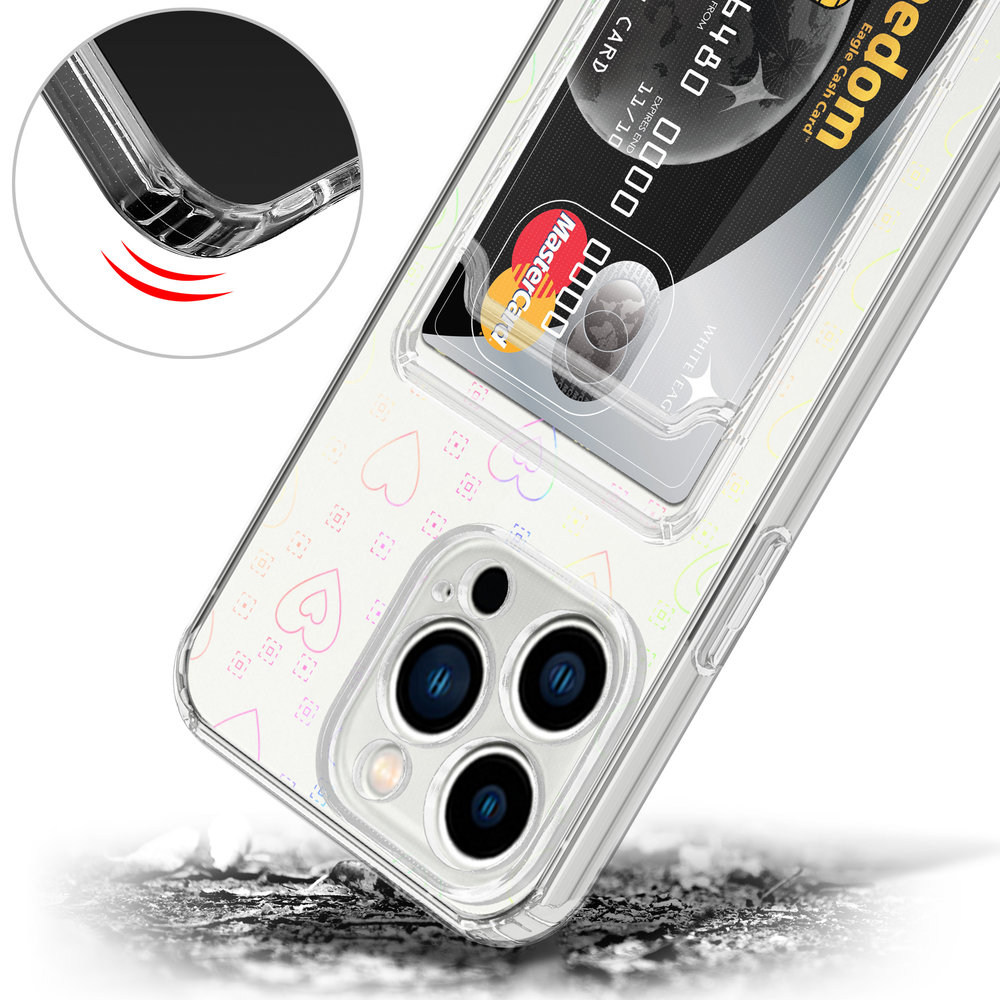 ShieldCase® ShieldCase iPhone 13 Pro Transparente Hülle mit Karten (Herzen) ShieldCase® ShieldCase iPhone 13 Pro Transparente Hülle mit Karten (Herzen)