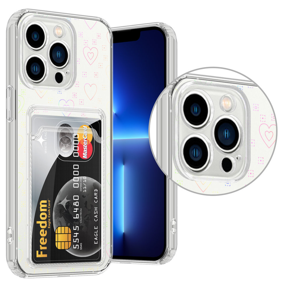 ShieldCase® ShieldCase iPhone 13 Pro Transparente Hülle mit Karten (Herzen) ShieldCase® ShieldCase iPhone 13 Pro Transparente Hülle mit Karten (Herzen)