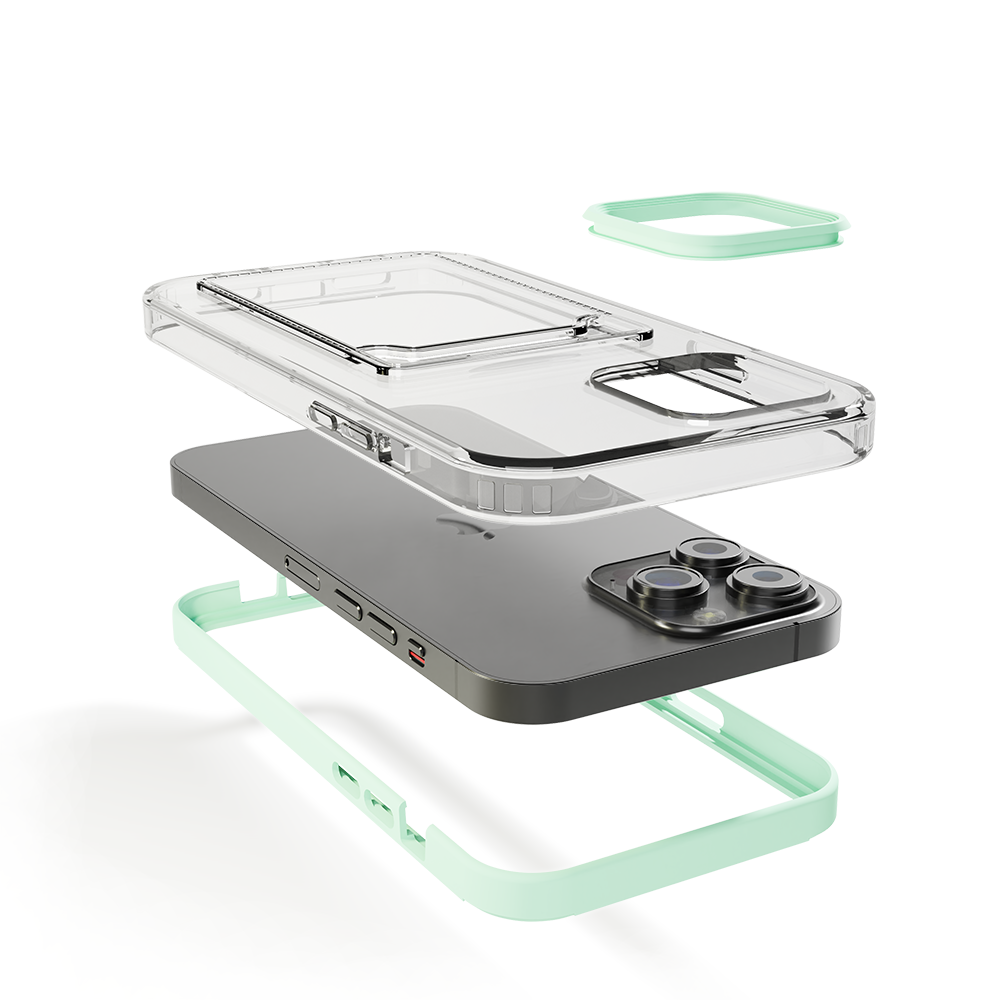 ShieldCase® ShieldCase iPhone 13 Pro Kartenhülle mit Bumper (Türkis)