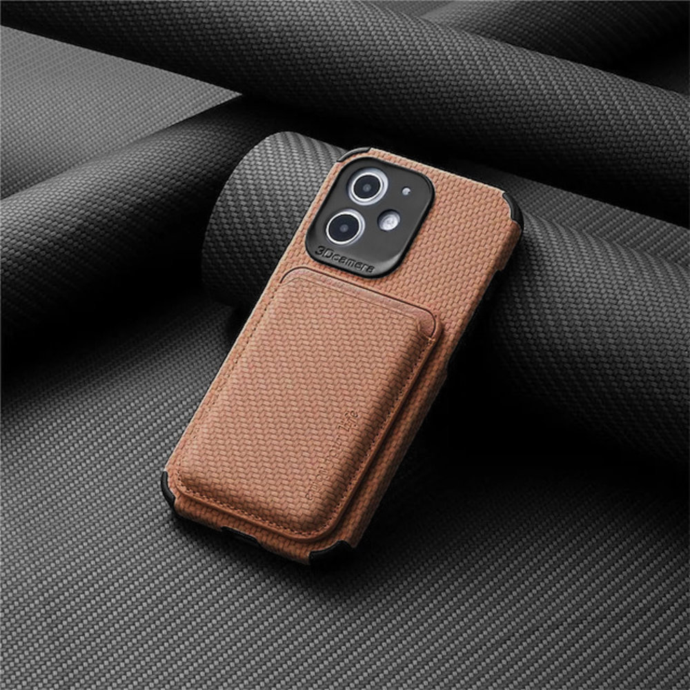 Coverzs Coverzs iPhone 12 Magsafe gewebte Kartenhülle (Braun) Coverzs Coverzs iPhone 12 Magsafe gewebte Kartenhülle (Braun)