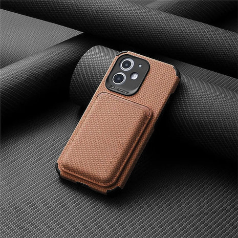 Coverzs Coverzs iPhone 12 Magsafe gewebte Kartenhülle (Braun) Coverzs Coverzs iPhone 12 Magsafe gewebte Kartenhülle (Braun)