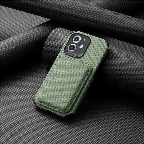 Coverzs Coverzs iPhone 12 Magsafe gewebte Kartenhülle (Grün) Coverzs Coverzs iPhone 12 Magsafe gewebte Kartenhülle (Grün)