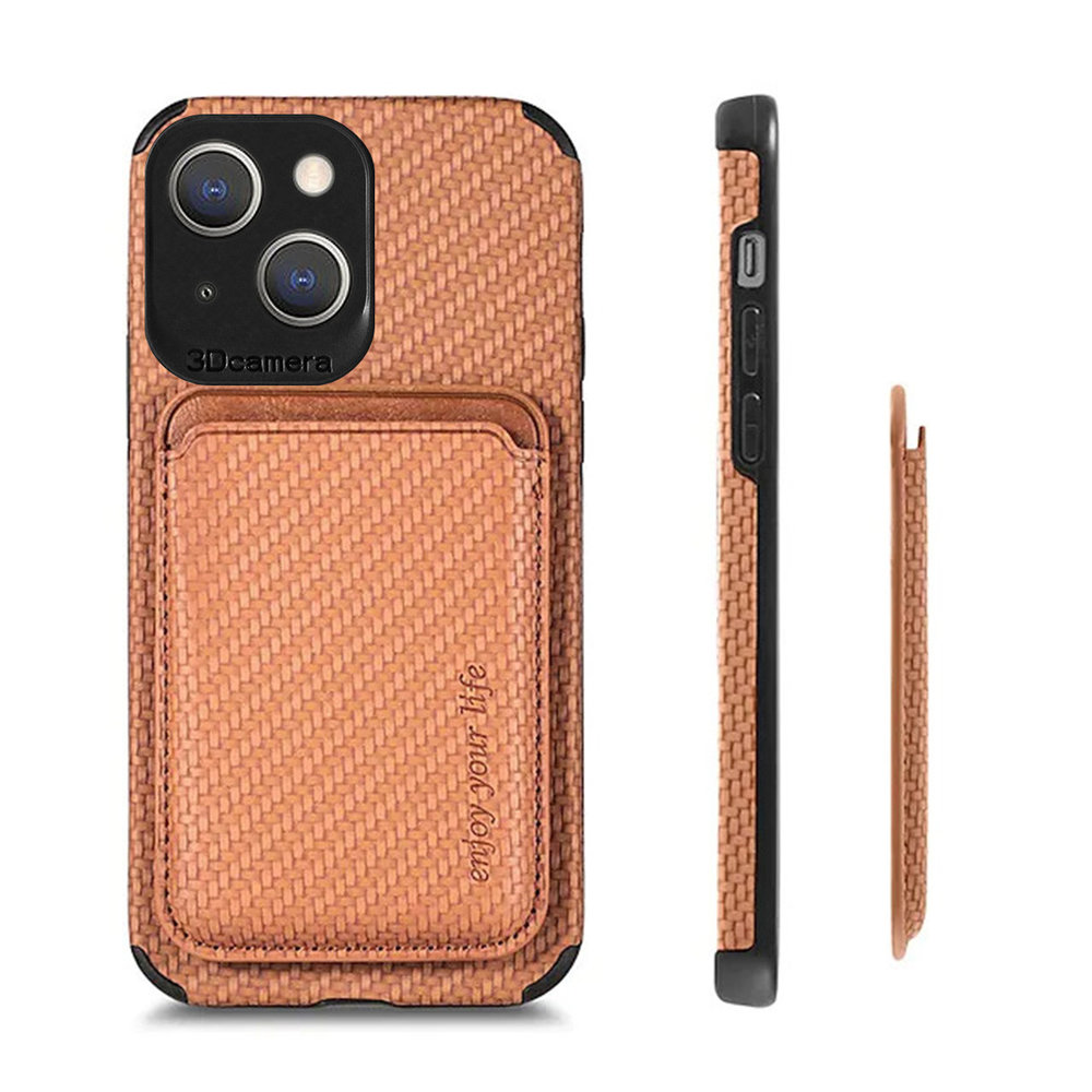 Coverzs Coverzs iPhone 13 Magsafe gewebte Kartenhülle (Braun) Coverzs Coverzs iPhone 13 Magsafe gewebte Kartenhülle (Braun)