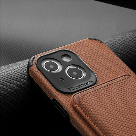 Coverzs Coverzs iPhone 13 Magsafe gewebte Kartenhülle (Braun) Coverzs Coverzs iPhone 13 Magsafe gewebte Kartenhülle (Braun)