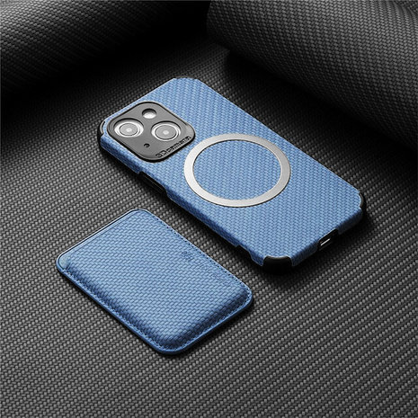 Coverzs Coverzs iPhone 13 Magsafe gewebte Kartenhülle (Blau) Coverzs Coverzs iPhone 13 Magsafe gewebte Kartenhülle (Blau)