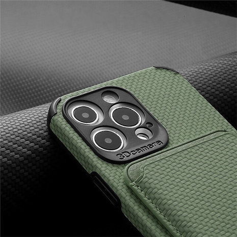 Coverzs Coverzs iPhone 13 Pro Magsafe gewebte Kartenhülle (Grün) Coverzs Coverzs iPhone 13 Pro Magsafe gewebte Kartenhülle (Grün)