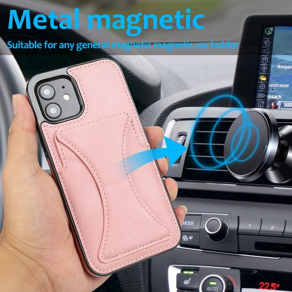 ShieldCase® ShieldCase iPhone Xr Leder Kartenhülle mit Ständer (Rosa)