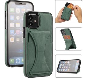 ShieldCase® iPhone Xr Leder Kartenhülle mit Ständer (Grün)